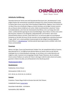 Chamäleon Theater Variete - Spielplan Oktober