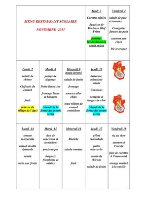 Menu novembre 2011