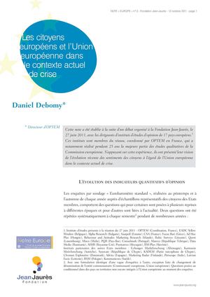 Les citoyens européens et l’Union européenne dans le contexte actuel de crise