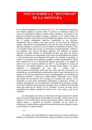 Notas sobre la divinidad de la montana – Evola