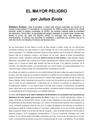 El mayor peligro – Evola