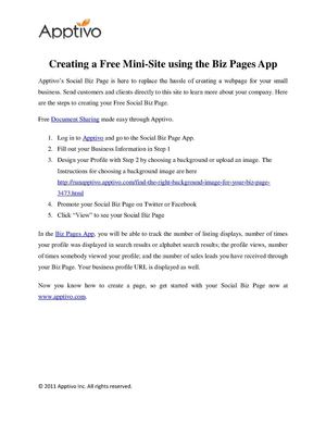 Creating a Free Mini-Site using the Biz Pages