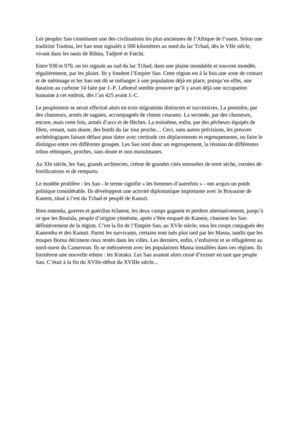 Les peuples Sao constituent une des civilisations les plus anciennes de l