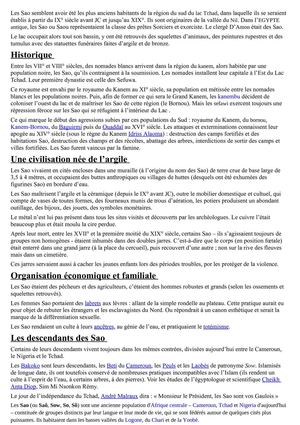 Les Sao semblent avoir été les plus anciens habitants de la région du sud du lac Tchad