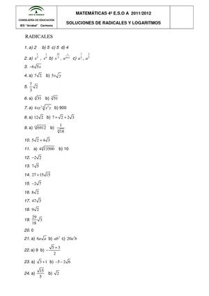 soluciones de radicales y logaritmos