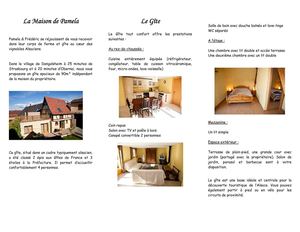 Brochure - Gîte rural La Maison de Pamela - Dangolsheim, Alsace, France