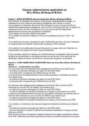 Clauses réglementaires applicables en M-U, M-Ucu, M-Utcsp et M-Uch.