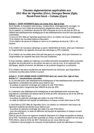 Clauses réglementaires applicables aux ZAC Mas de Vignolles (Zmv), Georges Besse (Zgb), Rond-Point Nord – Colisée (Zrpn).