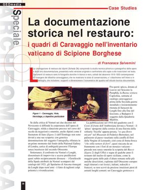 La documentazione storica nel Restauro, i quadri di Caravaggio nell'inventario vaticano di Scipione Borghese, di Francesca Salvemini