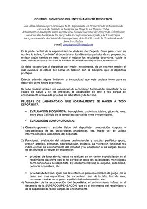 Control Biomédico del Entrenamiento Deportivo