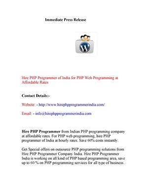 Hire PHP Programmer of India for PHP Web Programming at Affordable Rates