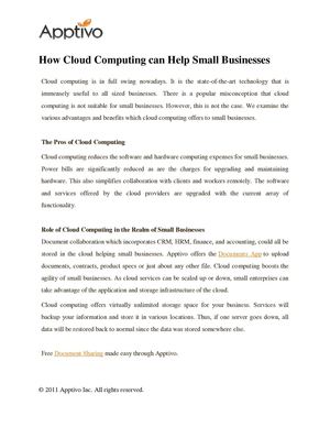 How Cloud Computing can Help Small Businesses