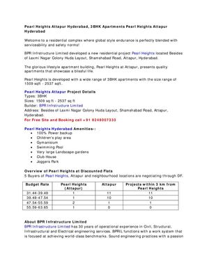 Pearl Heights Attapur Hyderabad, 3BHK Apartments Pearl Heights Attapur Hyderabad