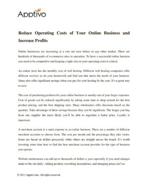 Reduce Operating Costs of Your Online Business 