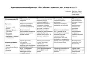 Критерии оценивания брошюры