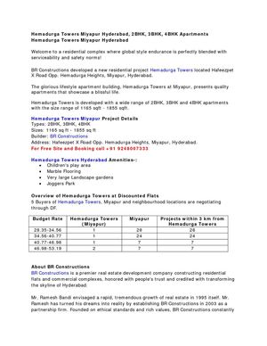 Hemadurga Towers Miyapur Hyderabad, 2BHK, 3BHK, 4BHK Apartments Hemadurga Towers Miyapur Hyderabad