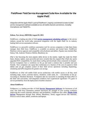 Calaméo - FieldPower Field Service Management Suite Now Available for ...