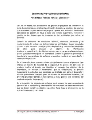 Ensayo Gestion de proyectos de software