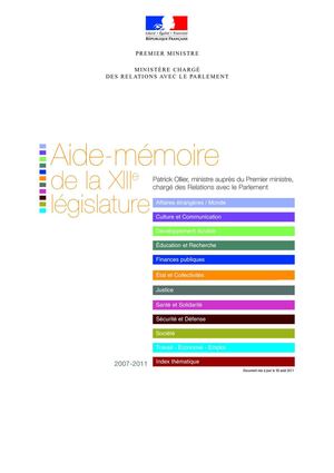 Récapitulatif des 225 lois votées et promulguées entre juillet 2007 et août 2011