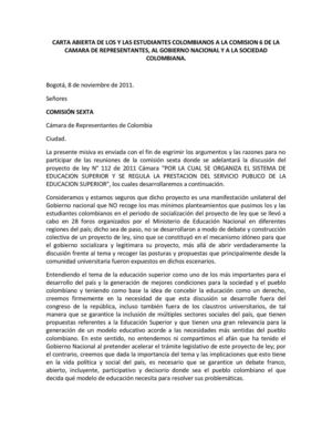 carta abierta a la comisión sexta de la cámara de representantes - COLOMBIA 