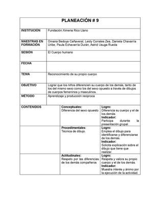 cuerpo niñas y niños... planeación 9