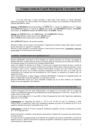 Compte rendu du conseil municipal du 02 novembre 2011