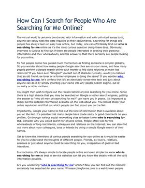 How Can I Search for People Who Are Searching for Me Online?