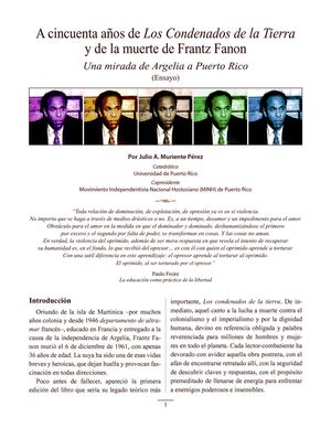 Muriente Pérez, Julio - A cincuenta años de ‘Los Condenados de la Tierra’ y de la muerte de Frantz Fanon: Una mirada de Argelia a Puerto Rico