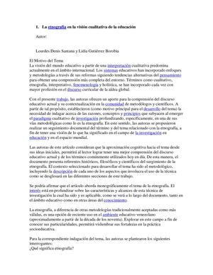 UN.La etnografía en la visión cualitativa de la 