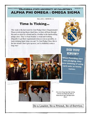 Omega Sigma's Weekly Newsletter: Issue 11