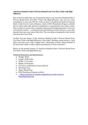 American Standard Cadet-3 FloWise Review