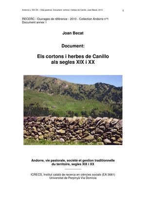 Document 1: cortons i herbes de Canillo, Joan Becat, 2010