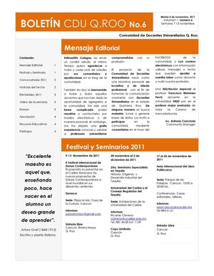 CDU Boletín No.6. Noviembre 2011