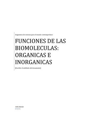 Funciones de las biomoléculas