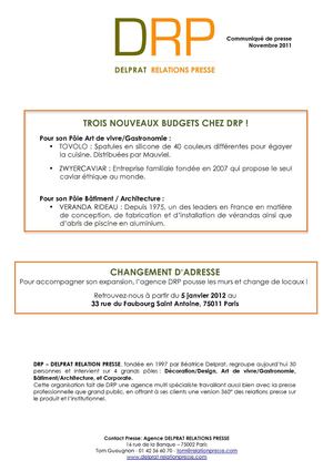TROIS NOUVEAUX BUDGETS POUR DRP