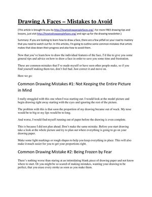 Drawing A Faces – Mistakes to Avoid