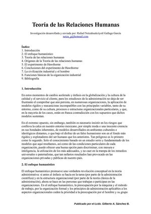 Teoría de las Relaciones Humanas