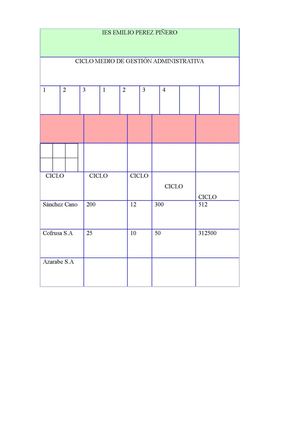 Ejercicios:Tablas en word