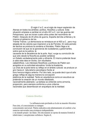 Contexto histórico, cultural y filosófico de Platón