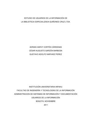 ESTUDIO DE USUARIOS BIBLIOTECA ESPECIALIZADA QUIÑONES CRUZ