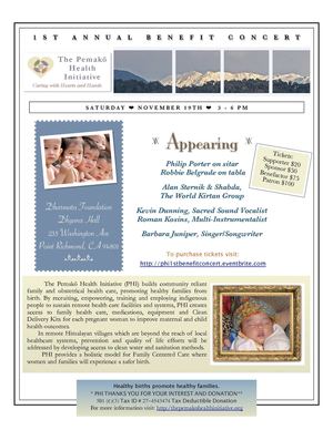 The Pemako Health Initiative 1st Annual Benefit Concert November 19 3-6 PM