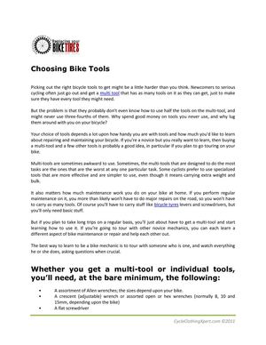 Choosing Bike Tools