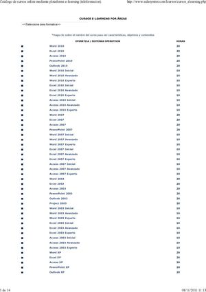 Catálogo de cursos online mediante plataforma e-learning (teleformacion)
