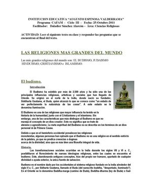 LAS RELIGIONES MAS GRANDES DEL MUNDO