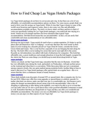 How to Find Cheap Las Vegas Hotels Packages