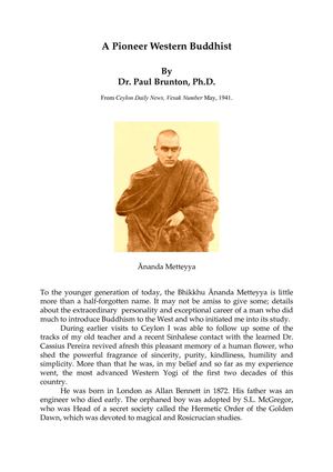 A Pioneer Western Buddhist