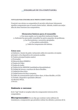 ENSAMBLAJE DE UNA COMPUTADORA