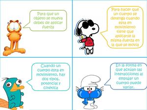 Historieta "Interacción de fuerzas en los objetos"