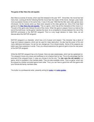 The game of Star Wars the old republic