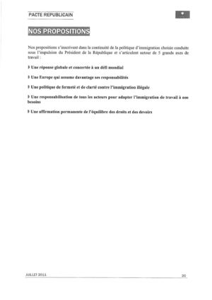 PACTE REPUBLICAIN IMMIGRATION UMP  - CONVENTION NATIONALITE LLUCA
